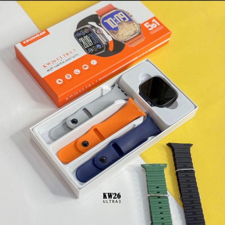 ساعت هوشمند KW26 Ultra3 برند KEQIWEAR با 5 عدد بند و کیفیت عالی