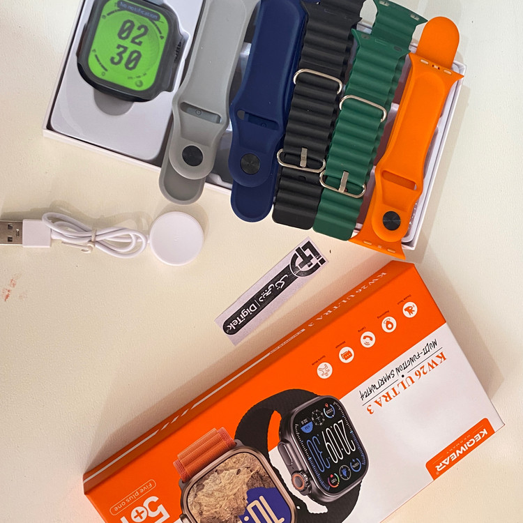 ساعت هوشمند KW26 Ultra3 برند KEQIWEAR با 5 عدد بند و کیفیت عالی