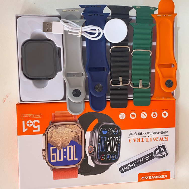 ساعت هوشمند KW26 Ultra3 برند KEQIWEAR با 5 عدد بند و کیفیت عالی